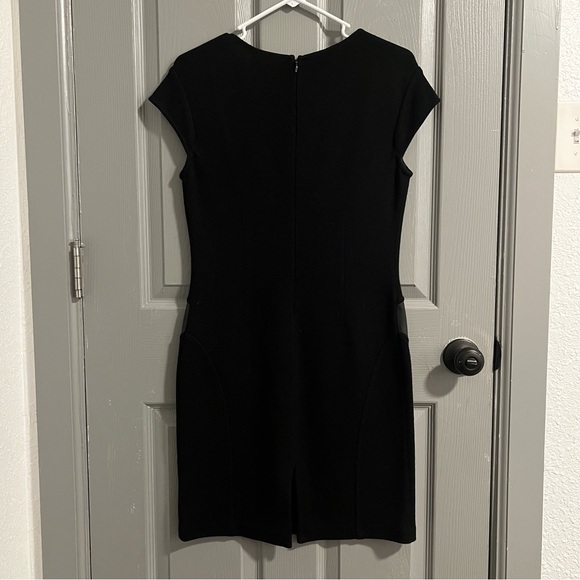 St. John Black Mini Dress with Leather Accents - Picture 5 of 5